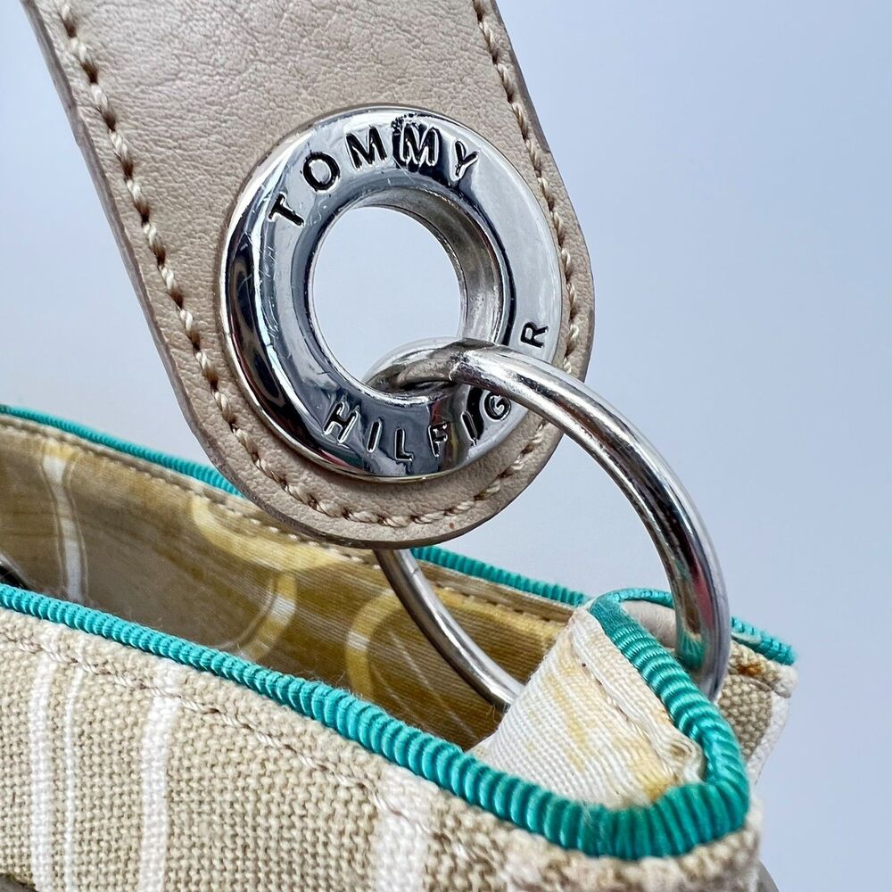 Tommy Hilfiger Striped Canvas Shoulder Bag Beige Coastal Preppy Boho - Picture 5 of 16